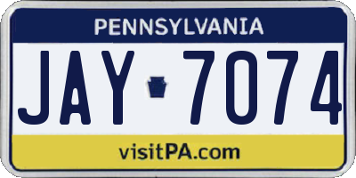 PA license plate JAY7074
