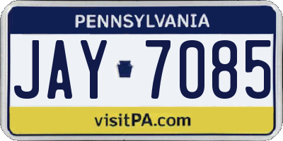 PA license plate JAY7085