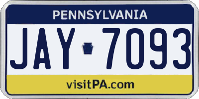 PA license plate JAY7093