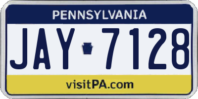 PA license plate JAY7128