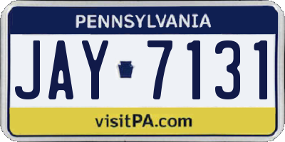 PA license plate JAY7131