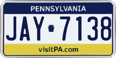 PA license plate JAY7138