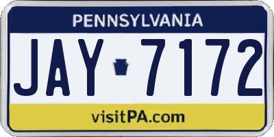 PA license plate JAY7172