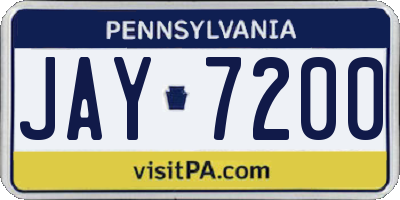 PA license plate JAY7200