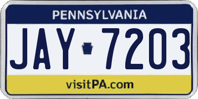 PA license plate JAY7203