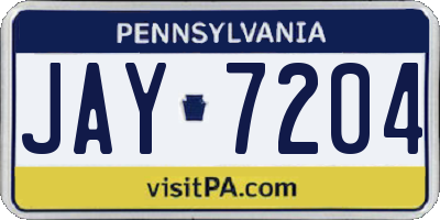 PA license plate JAY7204