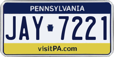 PA license plate JAY7221