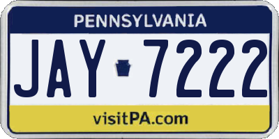 PA license plate JAY7222