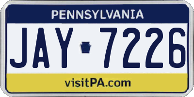 PA license plate JAY7226