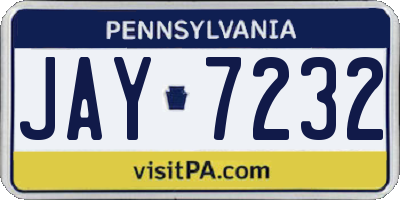 PA license plate JAY7232