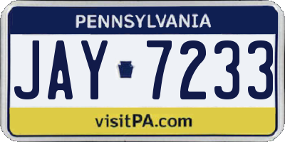 PA license plate JAY7233