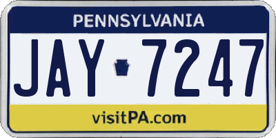 PA license plate JAY7247