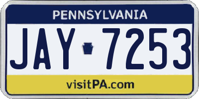 PA license plate JAY7253