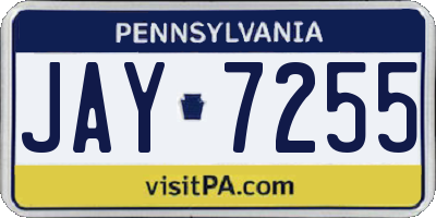 PA license plate JAY7255
