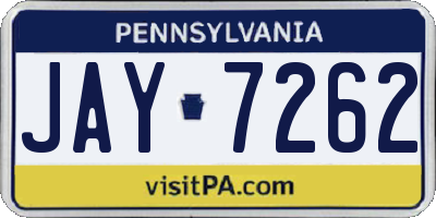 PA license plate JAY7262