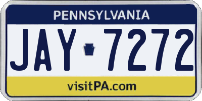 PA license plate JAY7272