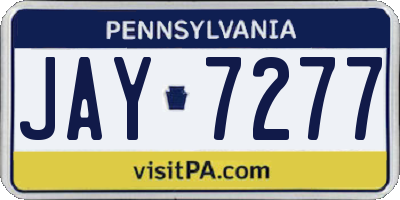 PA license plate JAY7277