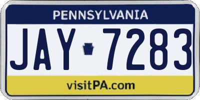 PA license plate JAY7283