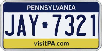 PA license plate JAY7321