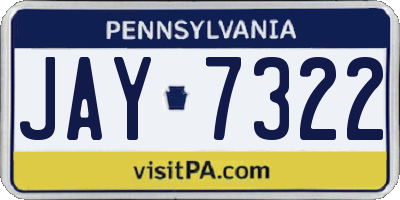PA license plate JAY7322