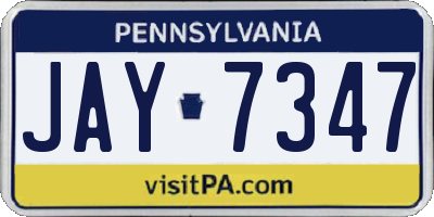 PA license plate JAY7347