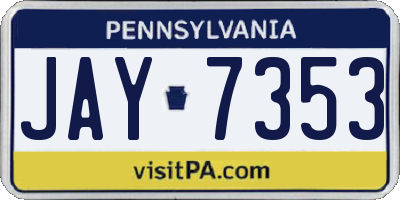 PA license plate JAY7353