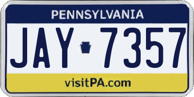 PA license plate JAY7357