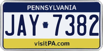 PA license plate JAY7382