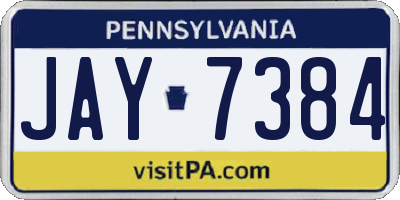 PA license plate JAY7384