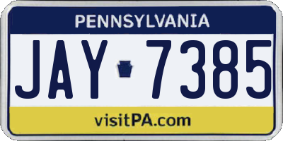 PA license plate JAY7385