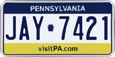 PA license plate JAY7421