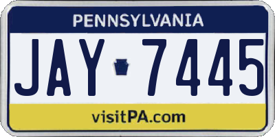 PA license plate JAY7445