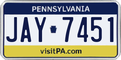 PA license plate JAY7451