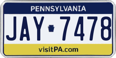 PA license plate JAY7478
