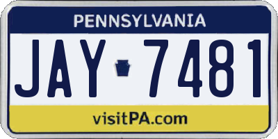 PA license plate JAY7481