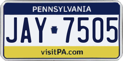 PA license plate JAY7505