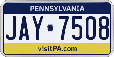 PA license plate JAY7508