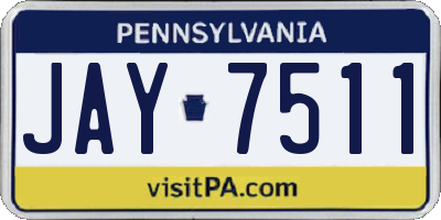 PA license plate JAY7511