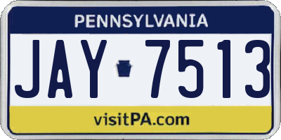 PA license plate JAY7513
