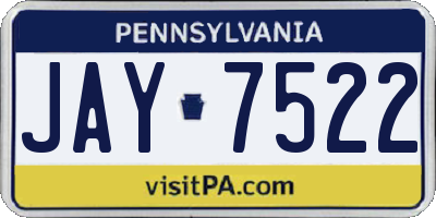 PA license plate JAY7522