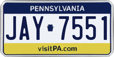 PA license plate JAY7551