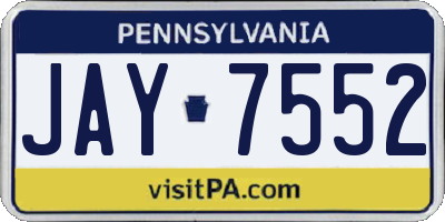 PA license plate JAY7552