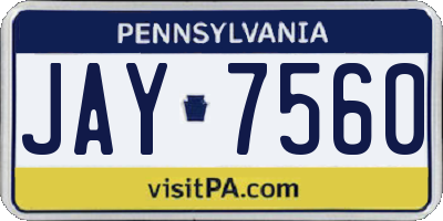 PA license plate JAY7560