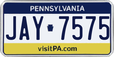 PA license plate JAY7575