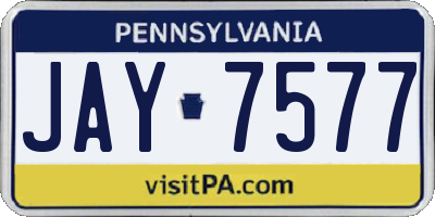 PA license plate JAY7577