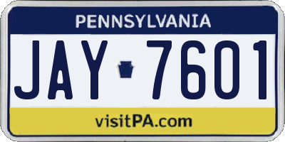 PA license plate JAY7601