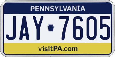 PA license plate JAY7605