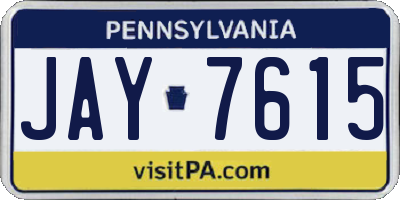 PA license plate JAY7615