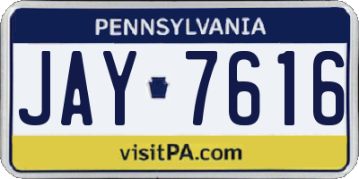 PA license plate JAY7616