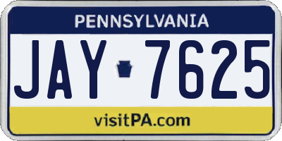 PA license plate JAY7625